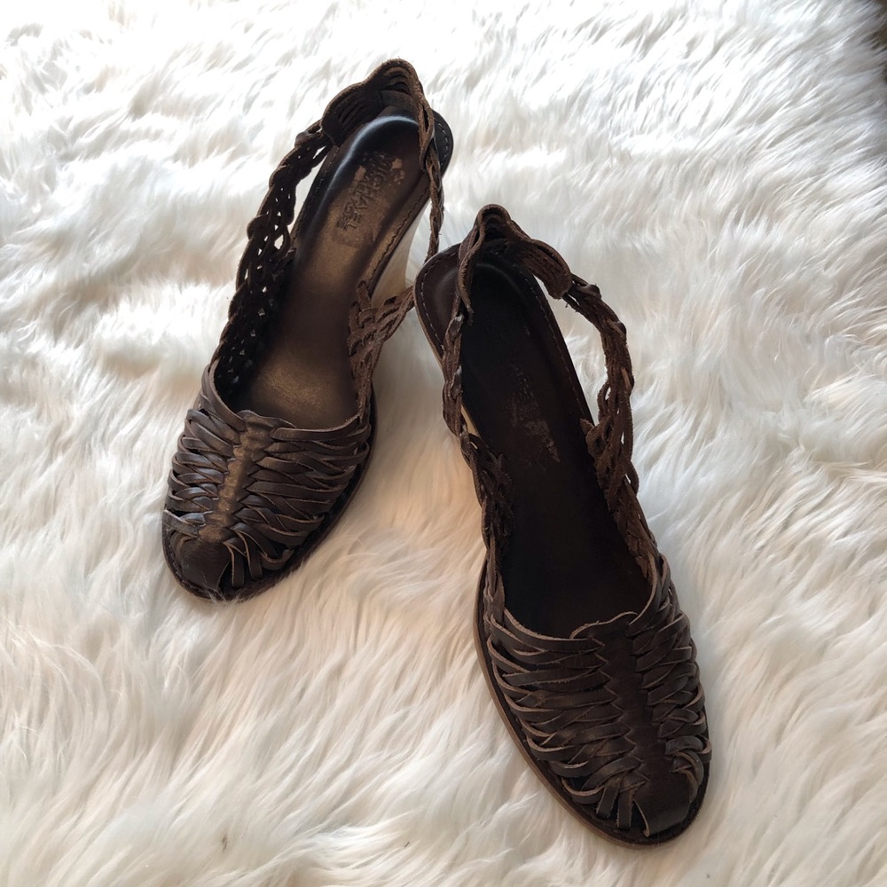 Michael Kors Brown Leather sling backs Sz 9